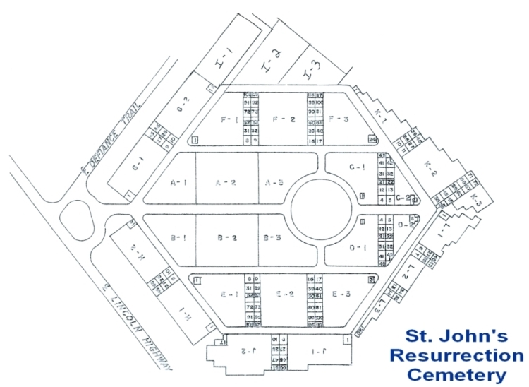 Delphos St. John's Resurrection Cemetery Map