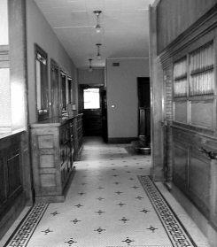 The tiled hallway in the New Delphos Manufacturing office building.