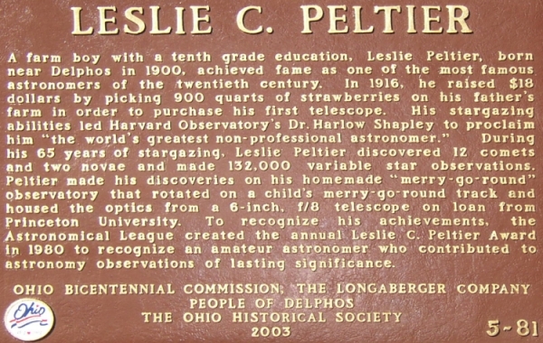 Leslie C. Peltier - Historical Marker